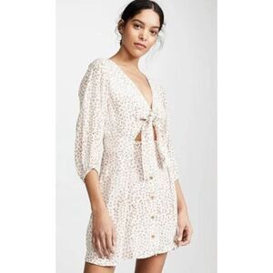 Faithfull the Brand Trinidad Tie-Front Cutout Mini Dress Size 2